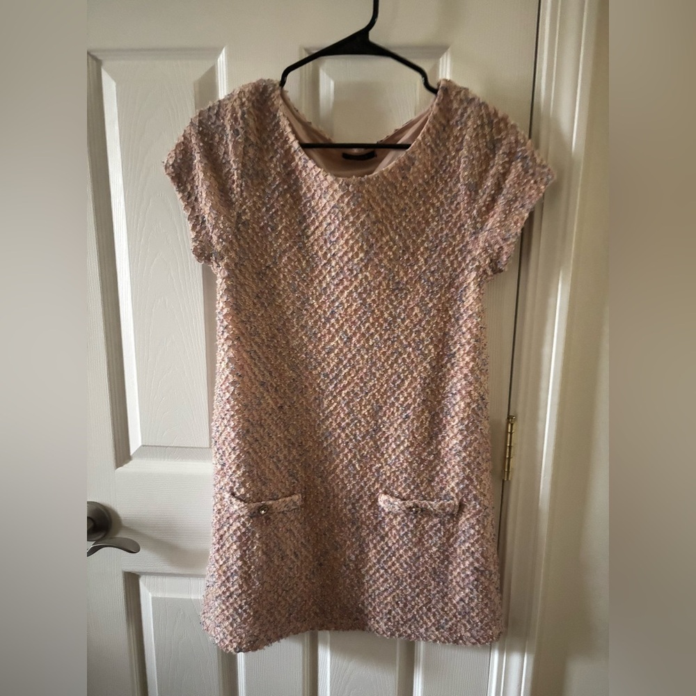 Luccica  Lined short sleeve mini with front detail pockets size XS